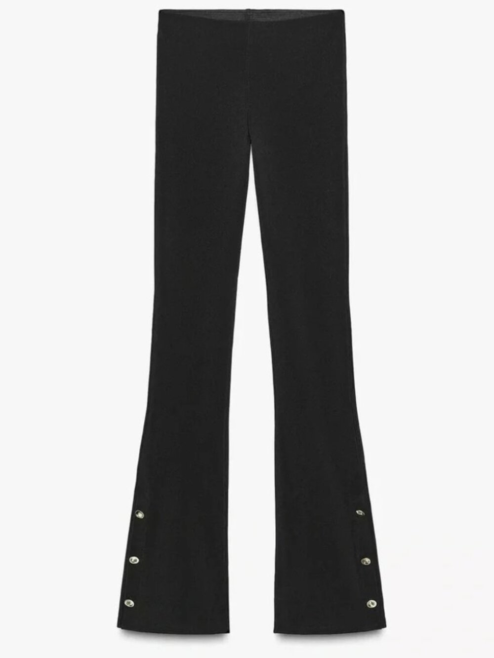 NWT Zara high waisted flared leggings with gold button side slits in black